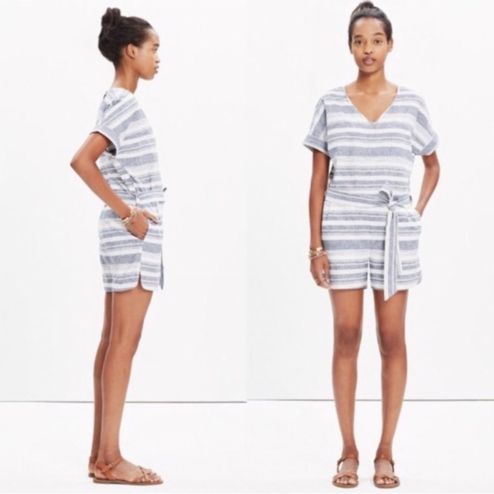 Madewell Navy and White Striped Top